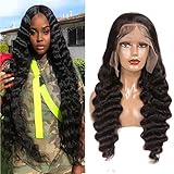 30 Inch HD Lace Front Wigs Human Hair Loose Deep Wave Lace Frontal Human Hair Wigs for Black Women Glueless Transparent Lace Brazilian Virgin Human Hair Pre Plucked with Baby Hair Natural Color…